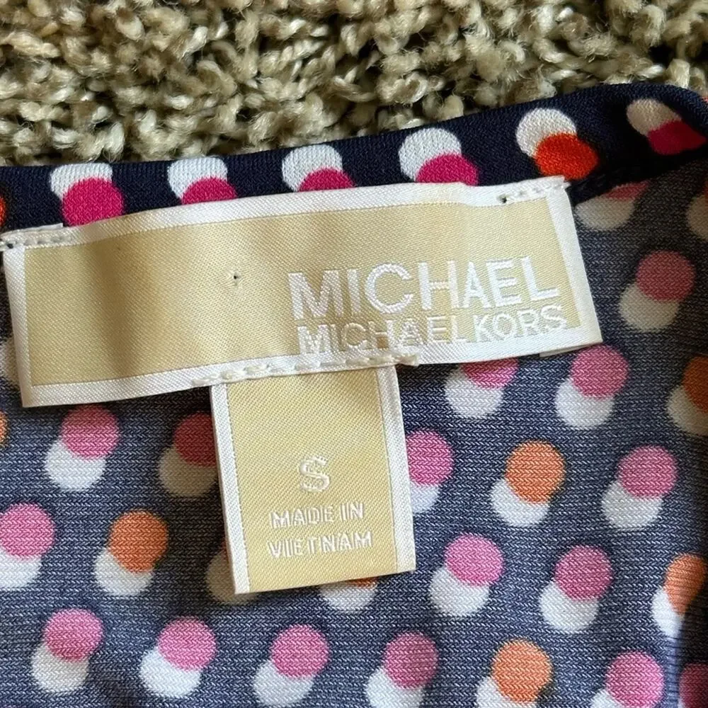 Michael Kors Pink Orange Navy and White A-Line  Dress